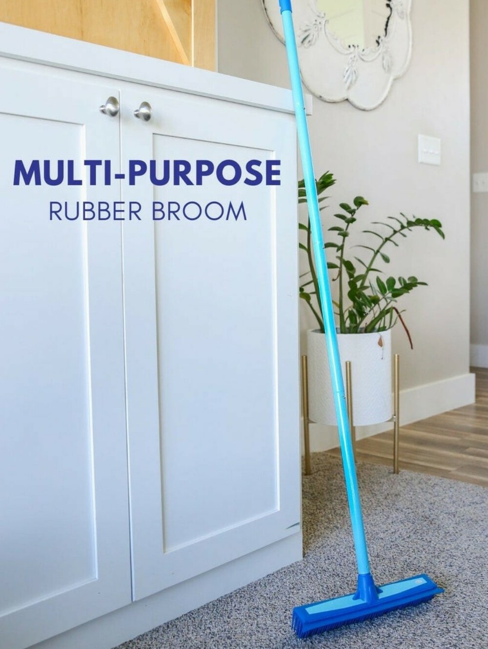 Don Aslett's Set of 2 Rubber Brooms With Telescopic Handles Blue